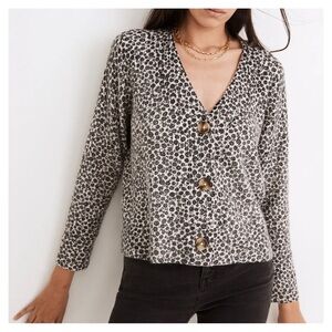 MADEWELL • Vintage Ditsy Cameron Ribbed Cardigan Sweater in Coziest Yarn